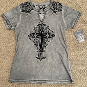 Womens Affliction Isabella Short Sleeve Graphic T-Shirt Size XL
